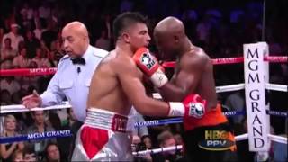 Floyd Mayweather Sucker Punch Victor Ortiz KO [upl. by Anehc200]