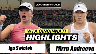 Iga Swiatek vs Mirra Andreeva FullMatch Highlights  WTA Cincinnati Open 2024 [upl. by Amelus]