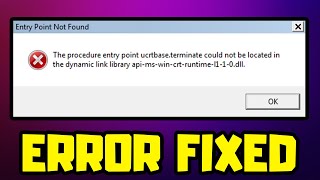 FIX Entry Point Not Found Dynamic Link Library apimswincrtruntimel110dll [upl. by Amalburga]