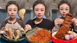 Mukbang 24Eat sea conch raw peanuts 🥜 shrimp 🦐🍤 beef rib belly seafood yummy delicious [upl. by Suzann462]