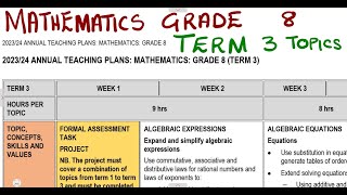 Mathematics Grade 8 Term 3 Topics 2024 mathszoneafricanmotives mathswithadmirelightone [upl. by Ronaele]