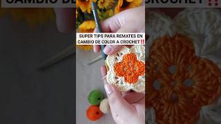 Super TRUCO para REMATES en cambio de color a Crochet ‼️ video tutorial en mi canal FaniCrochet 🧶😍 [upl. by Xuaegram]