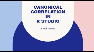 Canonical Correlation in R Studio [upl. by Sibley]