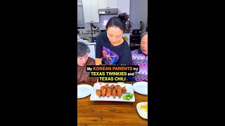 Korean Parents try Texas Twinkies amp Texas Red Chili for the First Time [upl. by Yennej185]