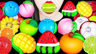 ASMR DIY FRUITS CAKE SOUR LEMON LIME 직접 만든 화과자 레몬 라임 수박화채 다양 과일 코하쿠토 무지개 EATING SOUNDS MUKBANG 먹방 [upl. by Aillicsirp]