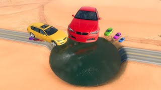 Small to Big Cars vs Giant Pit Black Water X Triple PIT😱😱😱  BeamNGdrive  Impala Beamng [upl. by Gavin543]