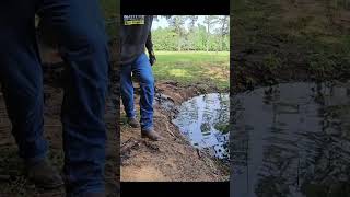 Unclogging a MASSIVE Pond Drain Blockage Tube 1 shorts unclogging satisfying ponds [upl. by Ejroj]