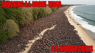 SHOCKING AI DRONE VIDEO  US BORDER CRISIS made by AI Vison Reality [upl. by Enoyrt]