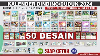 Kumpulan Kalender Dinding dan Duduk 2024 Editable Masehi Jawa Hijriah Siap CETAK CDR PSD Calendar [upl. by Aynatahs]