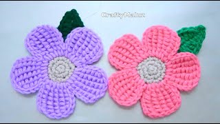 CROCHET TUTORIAL Flores a ganchillo muy fácil  flor tejida a crochet paso a paso [upl. by Cadmann923]