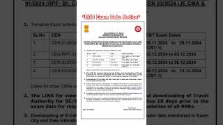 RRB Exam Date Notice  RRB je exam date rrb technician exam date [upl. by Ronen704]