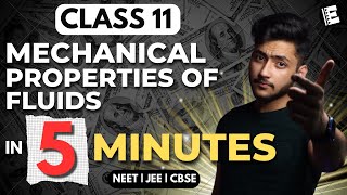 Mechanical Properties of Fluids Class 11 In 5 Minutes  Quick Revision  NEET JEE amp CBSE [upl. by Ynohta]