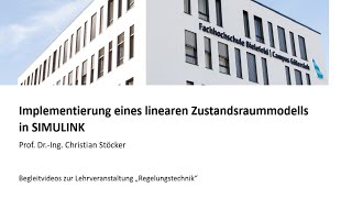 Implementierung eines linearen Zustandsraummodells in SIMULINK [upl. by Sladen]