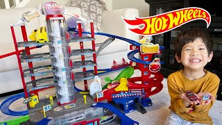 Unboxing and Playing with Hot wheels cars with majorette super city garage [upl. by Drofnil]