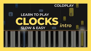 Coldplay CLOCKS piano intro  SLOW and EASY piano tutorial [upl. by Uyekawa]