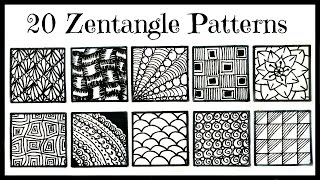 Easy 20 Zentangle Patterns for Beginners [upl. by Llennyl]