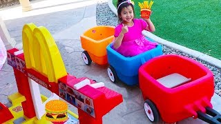 Jannie Pretend Play with McDonalds Drive Thru Fast Food Kitchen Toy Set [upl. by Melvina722]