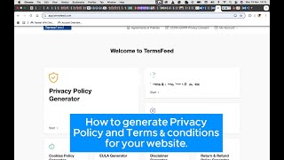 HOW TO GENERATE PRIVACY POLICY AND TERMS amp CONDITIONS FOR YOUR WEBSITE [upl. by Meador]