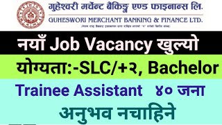 बैंकमा जागीर खुल्यो। Guheswori Merchant Banking Vacancy 2081।। [upl. by Judie]