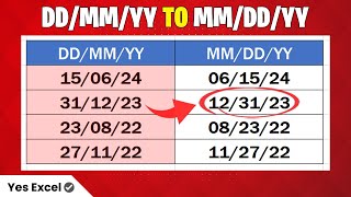 Convert Text Date DDMMYY to MMDDYY in Excel [upl. by Derna]