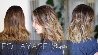 Foilayage Hair Technique  How to Balayage Brunette Hair Easy Tutorial [upl. by Fagaly]