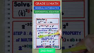 2ND PART GRADE 11 GENERAL MATHEMATICS SOLVING EXPONENTIAL EQUATION [upl. by Kiona]