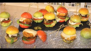 Softe mini BurgerBrötchen mit drei verschiedenen Füllungen Burger als Fingerfood Partysnack Rezept [upl. by Atik]