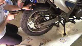 Technical Demo on BMW F650  Rear Wheel Removal [upl. by Eduj]