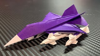 How to fold Fury Alpha an origami fighter jet with 4 missiles [upl. by Giuseppe912]