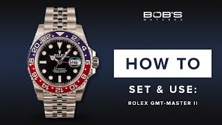 How To Use Your Rolex GMTMaster II  Set amp Change Time GMT  Bobs Watches [upl. by Ahsika]