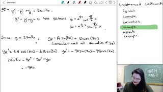 93 Undetermined Coefficients  Derivative terms and example [upl. by Aimat378]