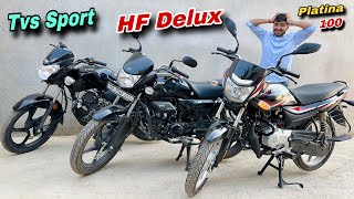 Bajaj Platina 100 vs Hero HF Deluxe Vs TVS Sport 🔥 Which is Best ❓Detailed Comparison 💪🏻100 CC Bike [upl. by Anolla385]