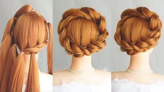 Simple Crown Braid Tutorial  Easy Updo Hairstyle For Wedding [upl. by Harriot]