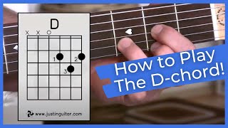 Super Easy First Guitar Lesson  Guitar Lessons For Beginners  Stage 1  The D Chord [upl. by Refenej]