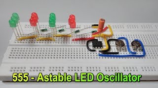 555 timer  Astable LED Flasher  Oscillator  Two Sequence Adjustable ON  OFF Timing [upl. by Ativad]