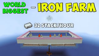 World Biggest IRON FARM In Minecraft Pocket Edition And Bedrock 120  32Stack Iron Per Hour [upl. by Htidirem129]