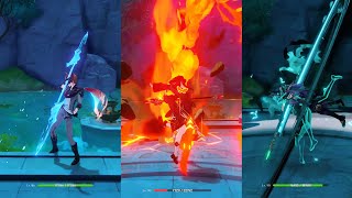 Hu Tao Childe and Xiao Attack Comparison with elemental infusion  Genshin Impact [upl. by Aihseit]