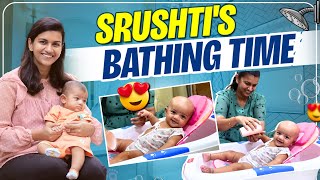 Srushtis Bath time  New born bathing tips  My experiences shared Sridevi Ashok  Sridevi amp Sitara [upl. by Daisy585]