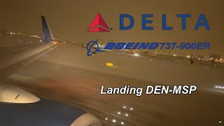 Delta Air Lines 737900 Landing in Minneapolis in a Heavy Snow Storm at Night from Denver [upl. by Tlaw]