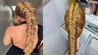 easy fishtail braided hairstyle for long hair without using any secure pinshairstyle hairtutorials [upl. by Assenahs]