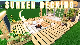 Bloxburg SUNKEN BACKYARD DECK using the NEW PALLETS  Building HACK [upl. by Anerda]