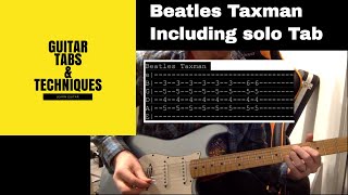 Beatles Taxman Guitar Lesson Tutorial with Tabs including solo [upl. by Drofiar663]