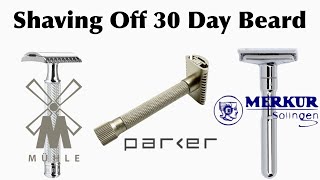 Epic Beard Shaving Challenge Muhle R41 vs Merkur Futur vs Parker Variant [upl. by Januisz]