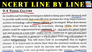 Tissue culture class 12 neet ncert line by line explanation [upl. by Annunciata]