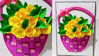 A4 nirmana  how to make beautiful paper flowers wall hanging  biththi sarasili mal nirmana [upl. by Nnalyrehc]