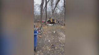 Des Moines cleans up homeless camp on north side of city [upl. by Adnowal]