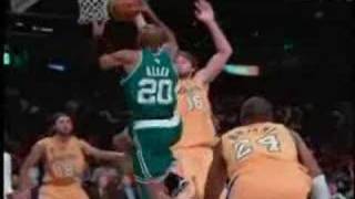 Ray Allen Baseline Reverse Layup vs Lakers 61208 [upl. by Wurtz]