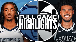 GRIZZLIES at NETS  FULL GAME HIGHLIGHTS  November 4 2024 [upl. by Girvin]