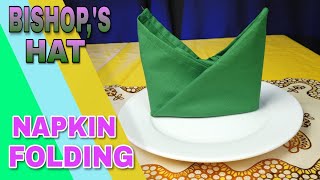 HOW TO MAKE BISHOPS HAT NAPKIN FOLDING [upl. by Kerstin]