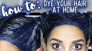 How To Dye Your Hair At Home BLUE BLACK [upl. by Dett]